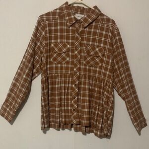 Heyson Brown Plaid Button-Up Shirt NWT